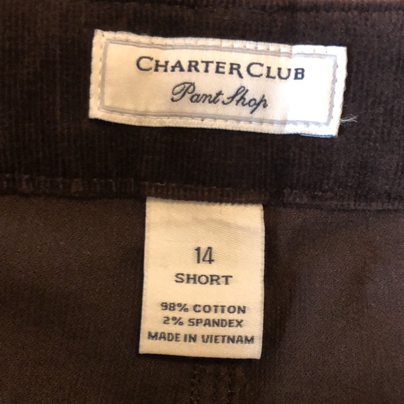 CHARTER CLUB Size 14 Short Corduroy Tummy Slim Panel Chocolate Brown Stretch NEW - Picture 8 of 16